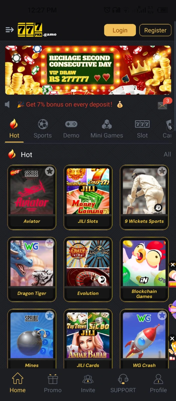 777PKR GAME USER INTERFACE